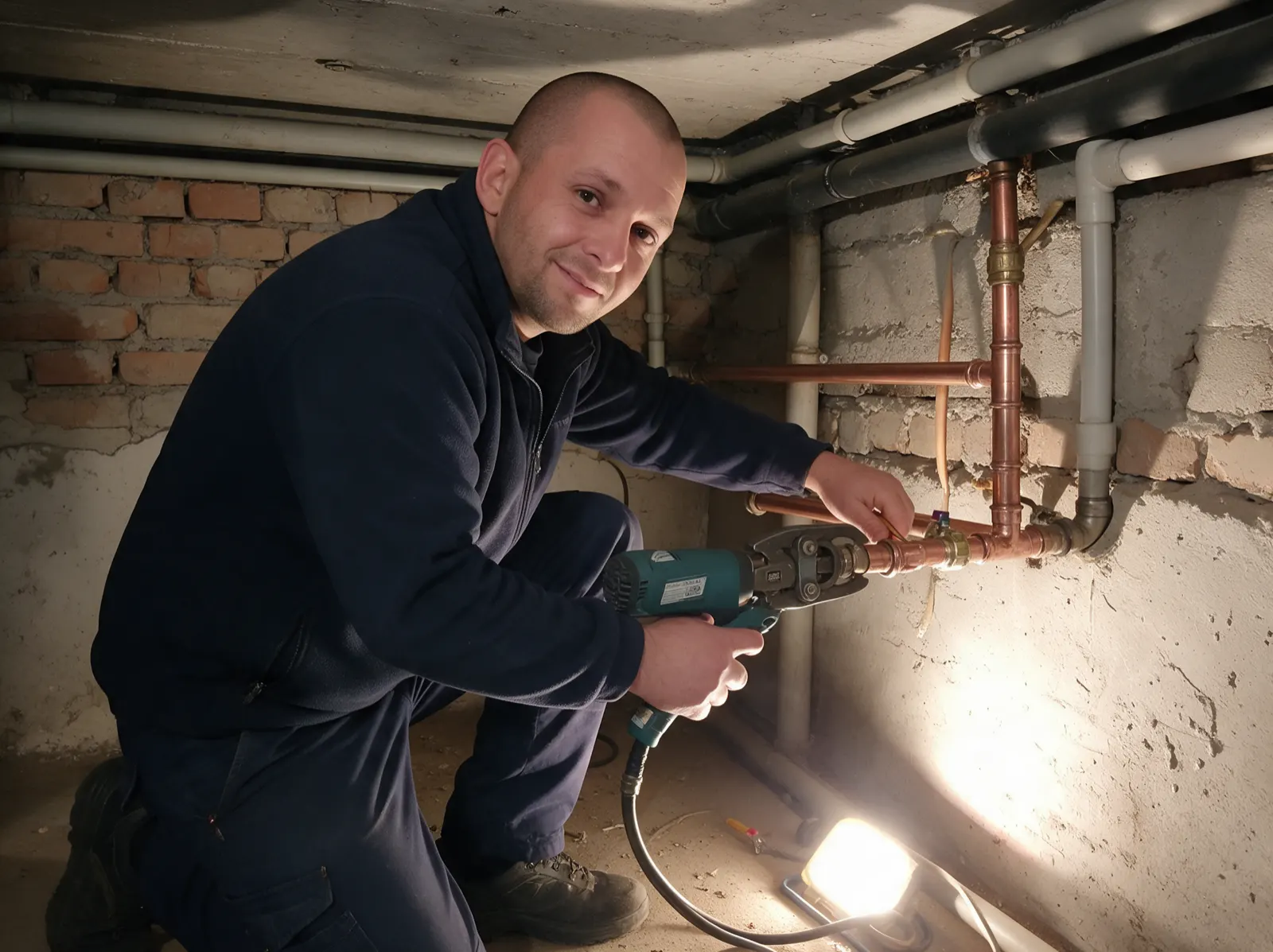 Pincei főcső javítása présgéppel